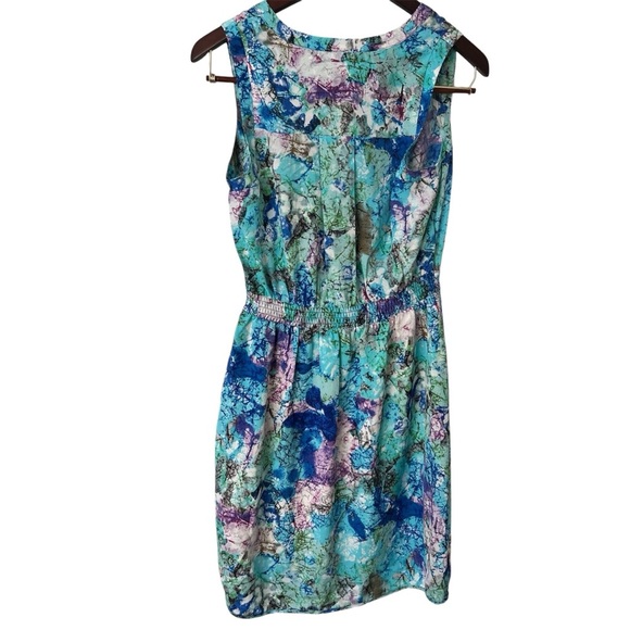 Charlie Jade Sleeveless Jewel Tone Tulip Skirt Lightweight Crepe Mini Dress S - Picture 2 of 5